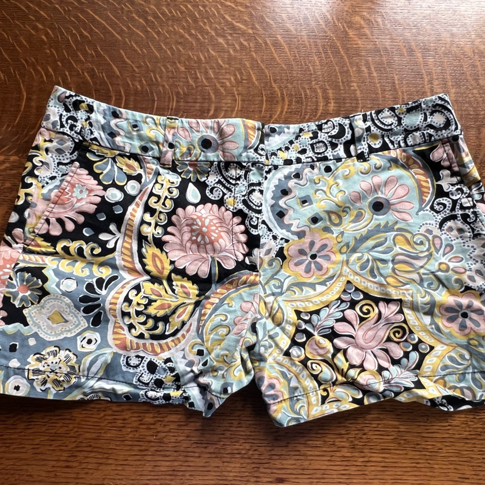 LOFT High Waist Black and Pink Shorts